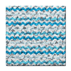 Baby Blue Chevron Grunge Tile Coasters