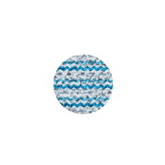 Baby Blue Chevron Grunge 1  Mini Buttons by designworld65