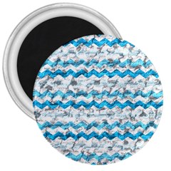 Baby Blue Chevron Grunge 3  Magnets by designworld65