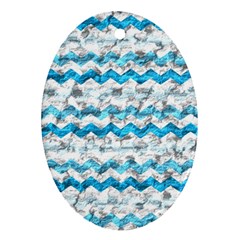 Baby Blue Chevron Grunge Ornament (oval) by designworld65