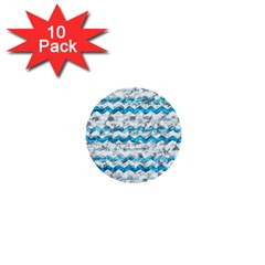 Baby Blue Chevron Grunge 1  Mini Buttons (10 Pack) 