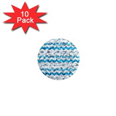 Baby Blue Chevron Grunge 1  Mini Magnet (10 Pack) 