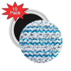 Baby Blue Chevron Grunge 2 25  Magnets (10 Pack)  by designworld65