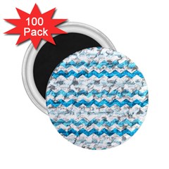 Baby Blue Chevron Grunge 2 25  Magnets (100 Pack)  by designworld65