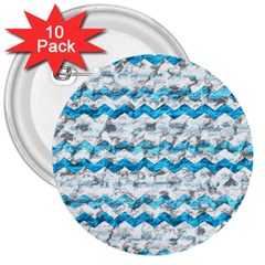 Baby Blue Chevron Grunge 3  Buttons (10 Pack)  by designworld65