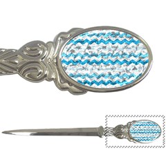 Baby Blue Chevron Grunge Letter Openers by designworld65