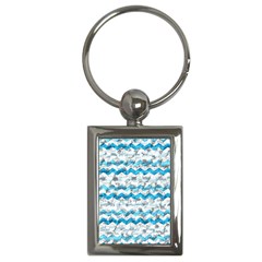 Baby Blue Chevron Grunge Key Chains (rectangle)  by designworld65