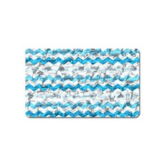 Baby Blue Chevron Grunge Magnet (name Card) by designworld65