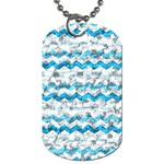 Baby Blue Chevron Grunge Dog Tag (One Side) Front