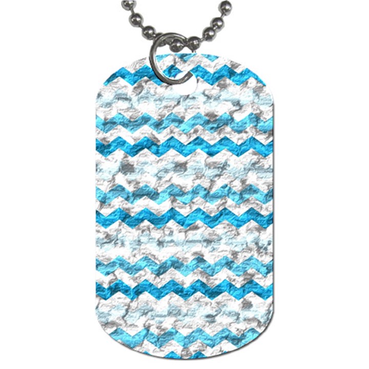 Baby Blue Chevron Grunge Dog Tag (One Side)