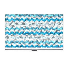 Baby Blue Chevron Grunge Business Card Holders by designworld65