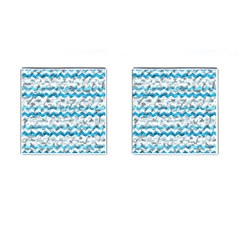 Baby Blue Chevron Grunge Cufflinks (square) by designworld65