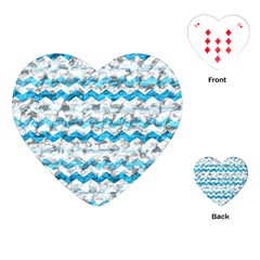 Baby Blue Chevron Grunge Playing Cards (heart)  by designworld65