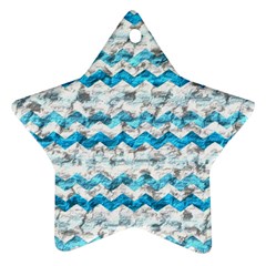 Baby Blue Chevron Grunge Star Ornament (two Sides) by designworld65