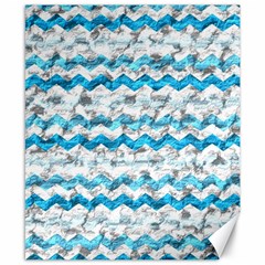 Baby Blue Chevron Grunge Canvas 8  X 10  by designworld65