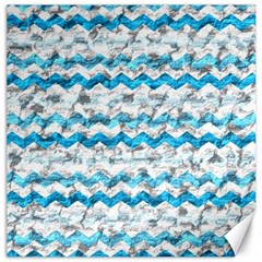 Baby Blue Chevron Grunge Canvas 12  X 12   by designworld65