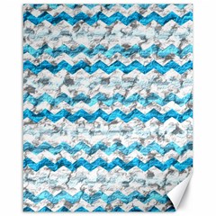 Baby Blue Chevron Grunge Canvas 16  X 20  