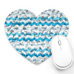 Baby Blue Chevron Grunge Heart Mousepads by designworld65