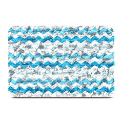 Baby Blue Chevron Grunge Plate Mats by designworld65