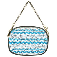 Baby Blue Chevron Grunge Chain Purses (one Side)  by designworld65