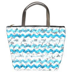 Baby Blue Chevron Grunge Bucket Bags by designworld65