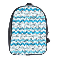 Baby Blue Chevron Grunge School Bag (large)