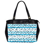 Baby Blue Chevron Grunge Office Handbags (2 Sides)  Front