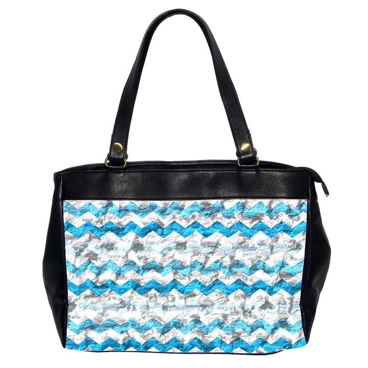 Baby Blue Chevron Grunge Office Handbags (2 Sides) 