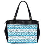 Baby Blue Chevron Grunge Office Handbags (2 Sides)  Back