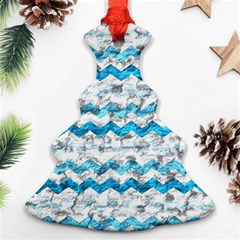 Baby Blue Chevron Grunge Ornament (christmas Tree) 