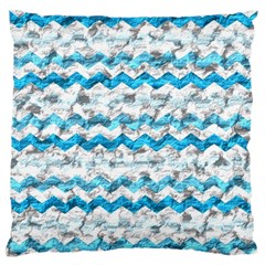 Baby Blue Chevron Grunge Large Cushion Case (one Side) by designworld65