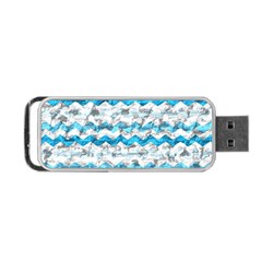 Baby Blue Chevron Grunge Portable Usb Flash (two Sides) by designworld65