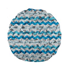 Baby Blue Chevron Grunge Standard 15  Premium Round Cushions by designworld65