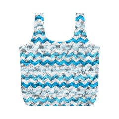 Baby Blue Chevron Grunge Full Print Recycle Bags (m)  by designworld65