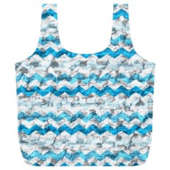 Baby Blue Chevron Grunge Full Print Recycle Bags (l) 