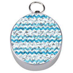 Baby Blue Chevron Grunge Silver Compasses