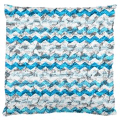 Baby Blue Chevron Grunge Large Flano Cushion Case (one Side)