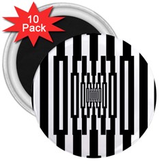 Black Stripes Endless Window 3  Magnets (10 Pack)  by designworld65