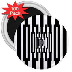 Black Stripes Endless Window 3  Magnets (100 Pack) by designworld65