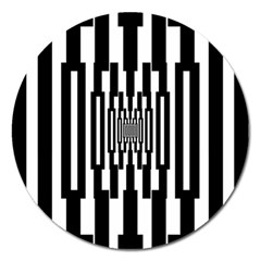 Black Stripes Endless Window Magnet 5  (round) by designworld65