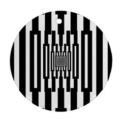 Black Stripes Endless Window Round Ornament (two Sides) by designworld65