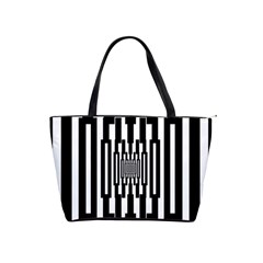 Black Stripes Endless Window Shoulder Handbags by designworld65