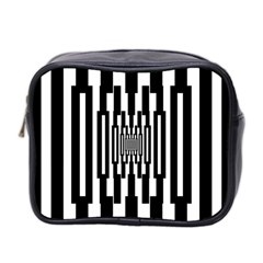 Black Stripes Endless Window Mini Toiletries Bag 2-side by designworld65