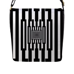 Black Stripes Endless Window Flap Messenger Bag (l) 