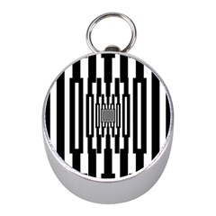 Black Stripes Endless Window Mini Silver Compasses by designworld65