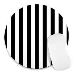 Black And White Stripes Round Mousepads