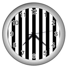 Black And White Stripes Wall Clocks (silver) 