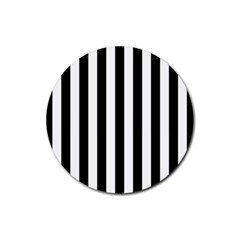 Black And White Stripes Rubber Coaster (round)  by designworld65