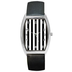 Black And White Stripes Barrel Style Metal Watch