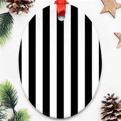 Black And White Stripes Oval Ornament (two Sides) by designworld65